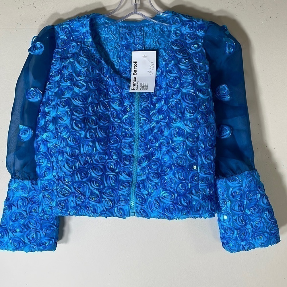 Franca Bartoli Italy Made Glitter 3D Floral Top. EU 34. NWT.